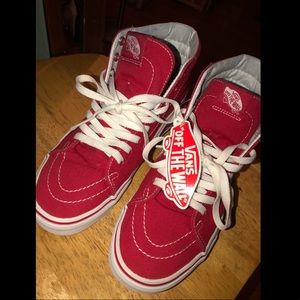 High top red vans.